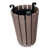 Safirkom Kompozit (Ahşap+Plastik) Yuvarlak Çöp Kovası SÇ12 G Kahverengi (65 Lt.) - 3