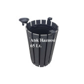 Safirkom Kompozit (Ahşap+Plastik) Yuvarlak Çöp Kovası SÇ12 G Antrasit (65 Lt.) - 1