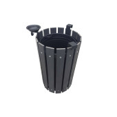 Safirkom Kompozit (Ahşap+Plastik) Yuvarlak Çöp Kovası SÇ12 G Antrasit (65 Lt.) - 2