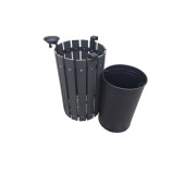 Safirkom Kompozit (Ahşap+Plastik) Yuvarlak Çöp Kovası SÇ12 G Antrasit (65 Lt.) - 3