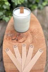 Ahşap Düz Model 15mm en x 100mm boy x 0,5mm kalınlık YENGEÇ BURCU (MODEL-2) DESENLİ Mum Fitili + Sehpa thumbnail 3