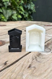 Mezar Taşı Örümcek Ağı Desenli Mum Kalıbı (Silikon) (1 Adet) thumbnail 3