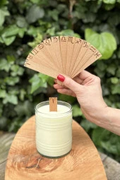 Ahşap Düz Model 15mm en x 100mm boy x 0,5mm kalınlık 12 BURÇ (MODEL-2) DESENLİ Mum Fitili + Sehpa thumbnail 1