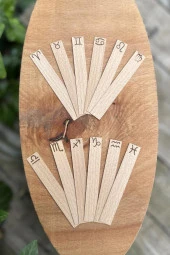 Ahşap Düz Model 15mm en x 100mm boy x 0,5mm kalınlık 12 BURÇ (MODEL-2) DESENLİ Mum Fitili + Sehpa thumbnail 6