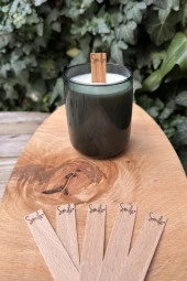 Ahşap Düz Model 15mm en x 100mm boy x 0,5mm kalınlık SMİLE YAZI DESENLİ Mum Fitili + Sehpa ( 10 Adet ) thumbnail 3