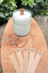 Ahşap Düz Model 15mm en x 100mm boy x 0,5mm kalınlık BOĞA BURCU (MODEL-1) DESENLİ Mum Fitili + Sehpa thumbnail 3