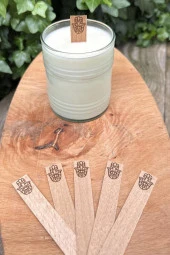 Ahşap Düz Model 15mm en x 100mm boy x 0,5mm kalınlık FATMA ANA ELİ DESENLİ Mum Fitili + Sehpa ( 10 Adet ) thumbnail 3