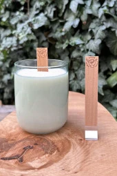 Ahşap Düz Model 15mm en x 100mm boy x 0,5mm kalınlık ONLY GOOD VİBES YAZI DESENLİ Mum Fitili + Sehpa ( 10 Adet ) thumbnail 1