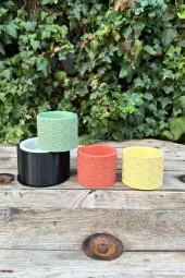 Çizgi Desenli Dairesel Silikon Kap Kalıbı (100x80mm)(Kasnaklı)( 1 Adet ) thumbnail 1