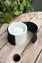 Çizgi Desenli Dairesel Silikon Kap Kalıbı (100x80mm)(Kasnaklı)( 1 Adet ) thumbnail 2