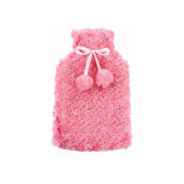 SICAK SU TORBASI PONPONLU TERMOFOR PELUŞ PEMBE  28x17CM 750ml - 2