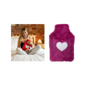 SICAK SU TORBASI PELUŞ KALPLİ,PEMBE TERMOFOR 29x17CM 750ml - 1
