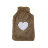 SICAK SU TORBASI PELUŞ KALPLİ,BEJ TERMOFOR 29x17CM 750ml - 2