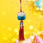 Feng Shui Maneki Neko Şans Kedisi Mavi No.4 thumbnail 2