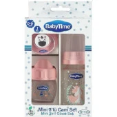 Babytime BT516 Mini 3'lü Cam Biberon Set 0-6 Ay Karma Renk - 1
