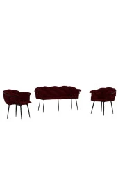 Balon Çay Seti Siyah Iskelet-bordo - 1