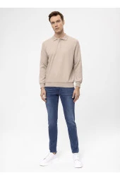 Süvari Polo Yaka Regular Fit Armürlü Bej Erkek Kazak TR2013700314 - 2