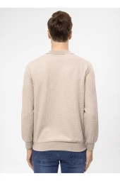 Süvari Polo Yaka Regular Fit Armürlü Bej Erkek Kazak TR2013700314 - 5