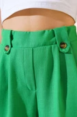 Düğme Detaylı Salaş Pantolon Yeşil - 4