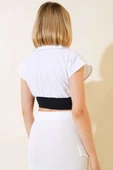 Gömlek Görünümlü Crop Beyaz - 3