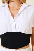 Gömlek Görünümlü Crop Beyaz - 4