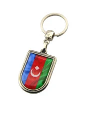 Azerbaycan Bayrak Arma Modeli Damla Anahtarlık - 1