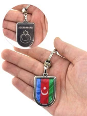 Azerbaycan Bayrak Arma Modeli Damla Anahtarlık - 2