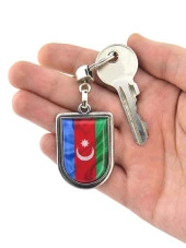 Azerbaycan Bayrak Arma Modeli Damla Anahtarlık - 3