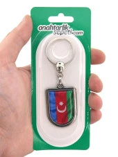 Azerbaycan Bayrak Arma Modeli Damla Anahtarlık - 5