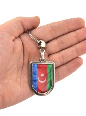 Azerbaycan Bayrak Arma Modeli Damla Anahtarlık - 6