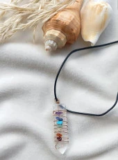 Kolye Gerdanlık Çakra Yoga Reiki Doğal Kristal Kuvars Tel Sarma Karışık Taş - 3