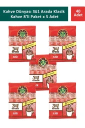Kahve Dünyası 3ü1 Arada Klasik Kahve 8 x 18 gr x 5 Adet - 1