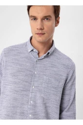 Süvari Regular Fit Düğmeli Yaka Düz Lacivert Erkek Gömlek GM1008300078 thumbnail 4