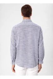 Süvari Regular Fit Düğmeli Yaka Düz Lacivert Erkek Gömlek GM1008300078 thumbnail 6