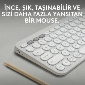 Logitech Pebble Keys 2 Çoklu Cihaz Özellikli Bluetooth Türkçe Q Klavye - Beyaz thumbnail 2