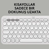 Logitech Pebble Keys 2 Çoklu Cihaz Özellikli Bluetooth Türkçe Q Klavye - Beyaz thumbnail 4