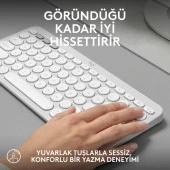 Logitech Pebble Keys 2 Çoklu Cihaz Özellikli Bluetooth Türkçe Q Klavye - Beyaz thumbnail 5