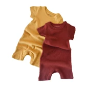 Bebek 2 Adet Kısa Kollu Tulum, %50 Modal Kumaş - %50 Organik Pamuk, Bebek ve Yenidoğan Serisi - 2