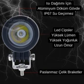 Yuvarlak Tek Led Bar Beyaz Sis Farı Araç Motosiklet Off Road Atv Forklift Led Lamba Projektör Metal Arazi Çalışma Lambası 1 Adet 10w - 7