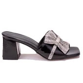 Dagoster DZA07-1221101C Siyah Rugan Abiye Topuklu Kadın Terlik - 2