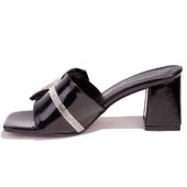 Dagoster DZA07-1221101C Siyah Rugan Abiye Topuklu Kadın Terlik - 3