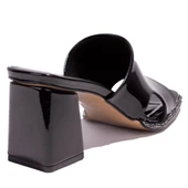 Dagoster DZA07-1136745C Siyah Rugan Klasik Taşlı Topuklu Kadın Terlik - 4