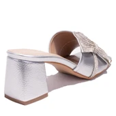 Dagoster DZA07-1221101C Gümüş Rugan Abiye Topuklu Kadın Terlik - 4