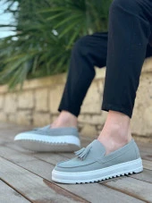 BA0154 Bağcıksız Yüksek Taban Gri Süet Püsküllü Erkek Ayakkabı thumbnail 1