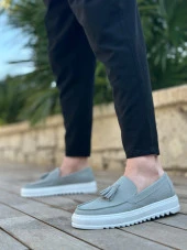 BA0154 Bağcıksız Yüksek Taban Gri Süet Püsküllü Erkek Ayakkabı thumbnail 2