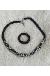 Şık Tasarım Boncuk Kolye Bileklik 2 Li Set - 1