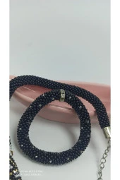 Şık Tasarım Boncuk Kolye Bileklik 2 Li Set - 2