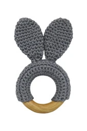 Organik Amigurumi Koyu Gri Mini Bunny Diş Kaıyıcı - 1