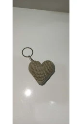 Amigurumi Hediyelik Dağıtmalık 10 Adet Düğün Kına Nikah Toptan Örgü Kalp Anahtarlık - 1