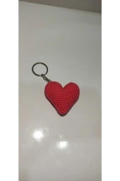 Amigurumi Hediyelik Dağıtmalık Düğün Kına Nikah Toptan Örgü Kalp Anahtarlık - 1